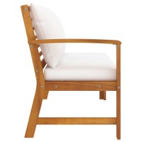 Vidaxl Patio Bench 45.1 With Cream Cushion Solid Acacia Wood