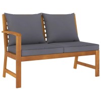 Vidaxl Patio Bench 45.1 With Dark Gray Cushion Solid Acacia Wood