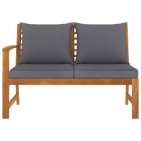 Vidaxl Patio Bench 45.1 With Dark Gray Cushion Solid Acacia Wood