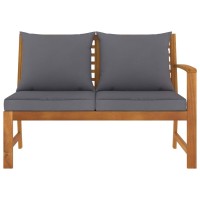 Vidaxl Patio Bench 45.1 With Dark Gray Cushion Solid Acacia Wood