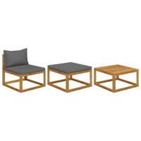 Vidaxl 3 Piece Patio Lounge Set With Cushions Solid Acacia Wood