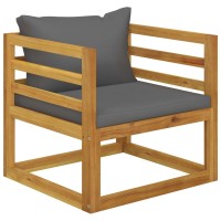 Vidaxl Patio Chair With Dark Gray Cushions Solid Acacia Wood