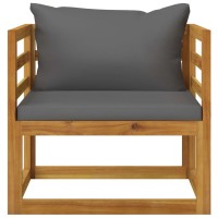 Vidaxl Patio Chair With Dark Gray Cushions Solid Acacia Wood