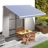 vidaXL Awning Top Sunshade Canvas Blue & White 177.2