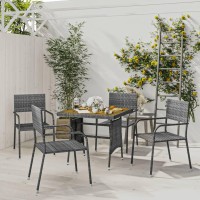 vidaXL 5 Piece Patio Dining Set Poly Rattan Gray