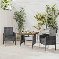 vidaXL 3 Piece Patio Dining Set Poly Rattan Gray