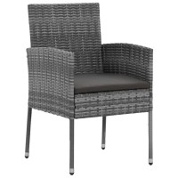 vidaXL 3 Piece Patio Dining Set Poly Rattan Gray