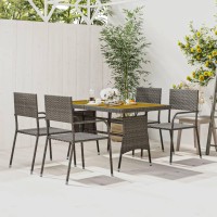 vidaXL 5 Piece Patio Dining Set Poly Rattan Gray