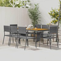 vidaXL 9 Piece Patio Dining Set Poly Rattan Gray