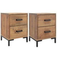 Vidaxl Bedside Cabinets 2 Pcs 14.2X11.8X17.7 Solid Wood Pine