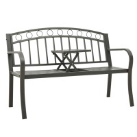 Vidaxl Patio Bench With A Table 49.2 Steel Gray