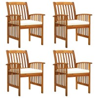 vidaXL Patio Dining Chairs 4 pcs with Cushions Solid Wood Acacia