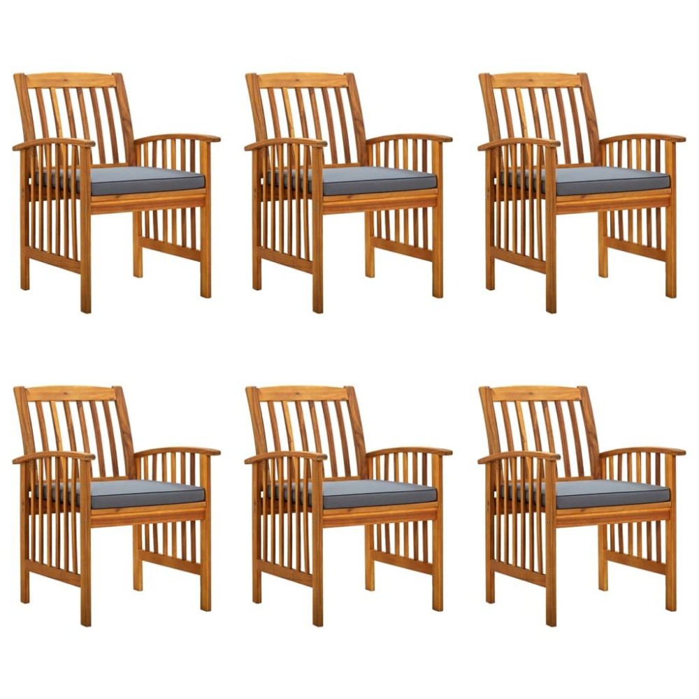 vidaXL Patio Dining Chairs 6 pcs with Cushions Solid Wood Acacia