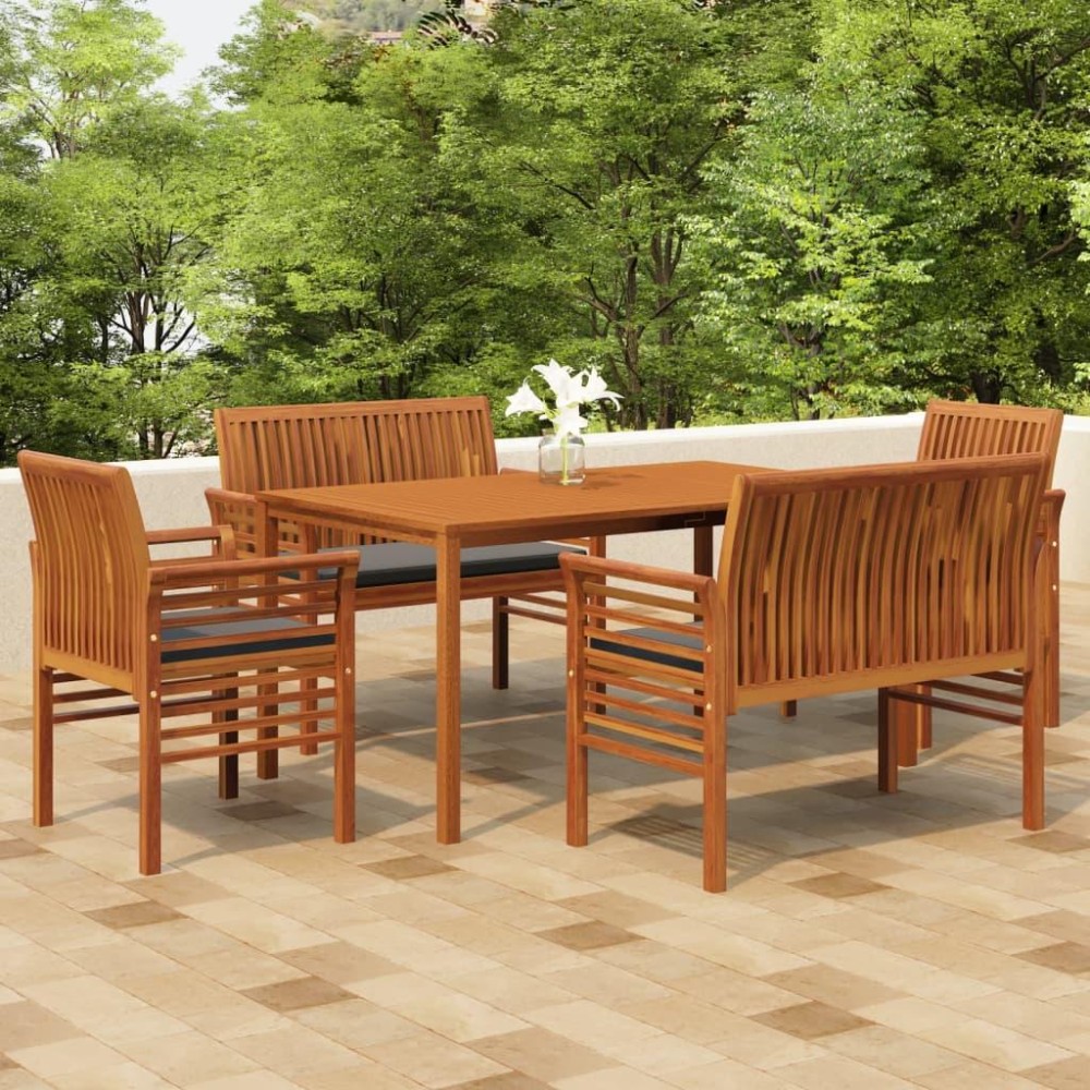 vidaXL 5 Piece Patio Dining Set with Cushions Solid Wood Acacia