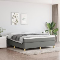Vidaxl Box Spring Bed Frame Dark Gray 76X79.9 King Fabric
