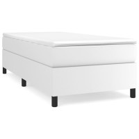 Vidaxl Box Spring Bed Frame White 39.4X74.8 Twin Faux Leather