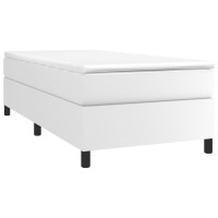 Vidaxl Box Spring Bed Frame White 39.4X74.8 Twin Faux Leather