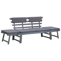 Vidaxl Patio Bench With Cushions 2-In-1 74.8 Gray Solid Acacia Wood