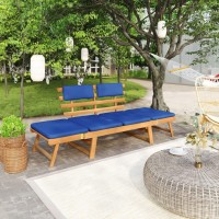 Vidaxl Patio Bench With Cushions 2-In-1 74.8 Solid Acacia Wood