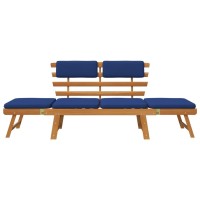 Vidaxl Patio Bench With Cushions 2-In-1 74.8 Solid Acacia Wood