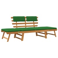 Vidaxl Patio Bench With Cushions 2-In-1 74.8 Solid Acacia Wood