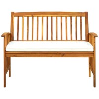 Vidaxl Patio Bench With Cushion 46.9 Solid Acacia Wood