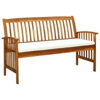 Vidaxl Patio Bench With Cushion 57.9 Solid Acacia Wood