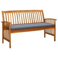 Vidaxl Patio Bench With Cushion 57.9 Solid Acacia Wood