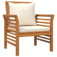 vidaXL Sofa Chairs with Cream White Cushions 2 pcs Solid Wood Acacia