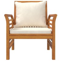 vidaXL Sofa Chairs with Cream White Cushions 2 pcs Solid Wood Acacia