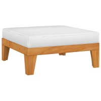 vidaXL Sectional Footrest with Cream White Cushion Solid Acacia Wood