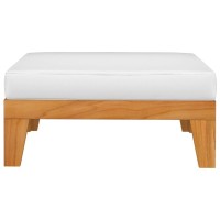 vidaXL Sectional Footrest with Cream White Cushion Solid Acacia Wood