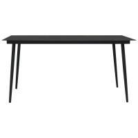 Vidaxl Patio Dining Table Black 74.8X35.4X29.1 Steel And Glass