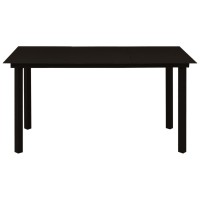 Vidaxl Patio Dining Table Black 59.1X31.5X29.1 Steel And Glass