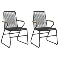 Vidaxl Patio Chairs 2 Pcs Black 22.8X23.2X33.7 Pvc Rattan