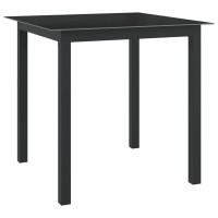 Vidaxl Patio Table Black 31.5X31.5X29.1 Aluminum And Glass