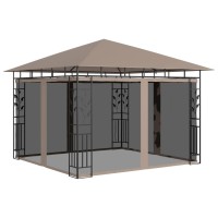 vidaXL Gazebo with Mosquito Net 9.8'x9.8'x9' Taupe 0.6 oz/ft虏