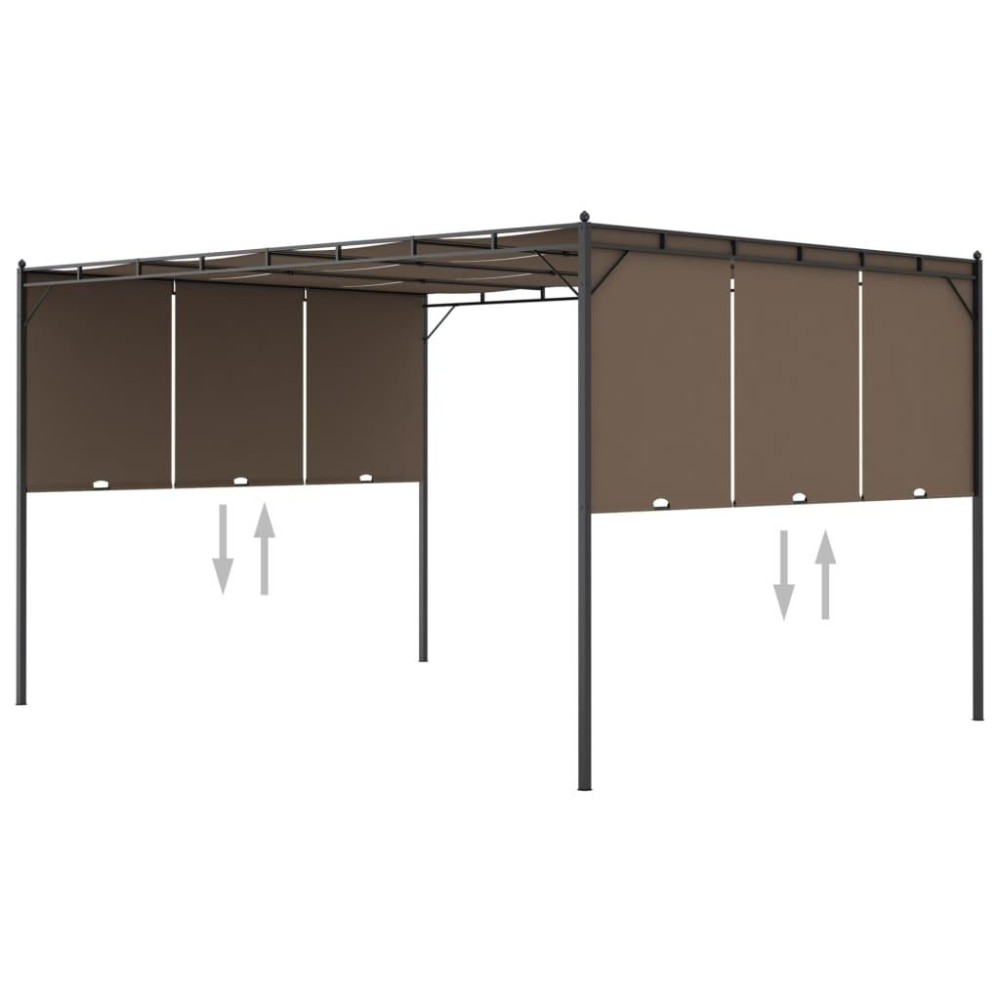 vidaXL Garden Gazebo with Side Curtain 13.1'x9.8'x7.4' Taupe