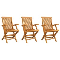 vidaXL Patio Chairs 3 pcs Solid Teak Wood