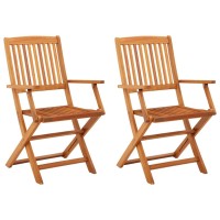 vidaXL Folding Patio Chairs 2 pcs Solid Eucalyptus Wood