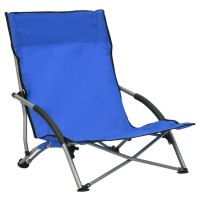 vidaXL Folding Beach Chairs 2 pcs Blue Fabric