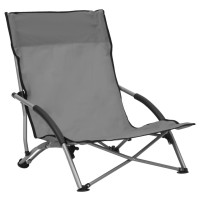 vidaXL Folding Beach Chairs 2 pcs Gray Fabric