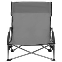 vidaXL Folding Beach Chairs 2 pcs Gray Fabric