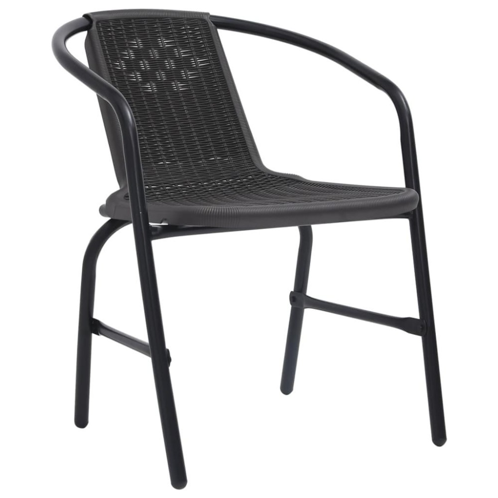 vidaXL Patio Chairs 4 pcs Plastic Rattan and Steel 242.5 lb