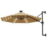 vidaXL Wall-mounted Parasol with LEDs and Metal Pole 118.1