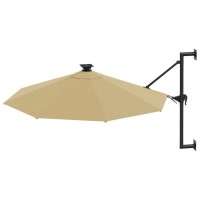 vidaXL Wall-mounted Parasol with LEDs and Metal Pole 118.1