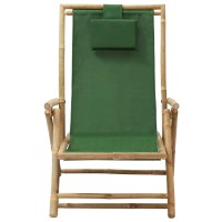 Vidaxl Reclining Relaxing Chair Green Bamboo And Fabric