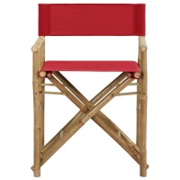 Vidaxl Folding Director'S Chairs 2 Pcs Red Bamboo And Fabric