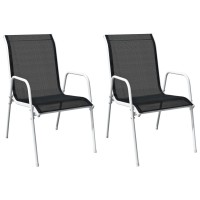 vidaXL Stackable Patio Chairs 2 pcs Steel and Textilene Black