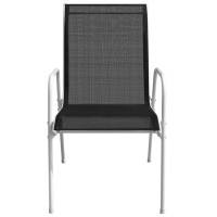 vidaXL Stackable Patio Chairs 2 pcs Steel and Textilene Black